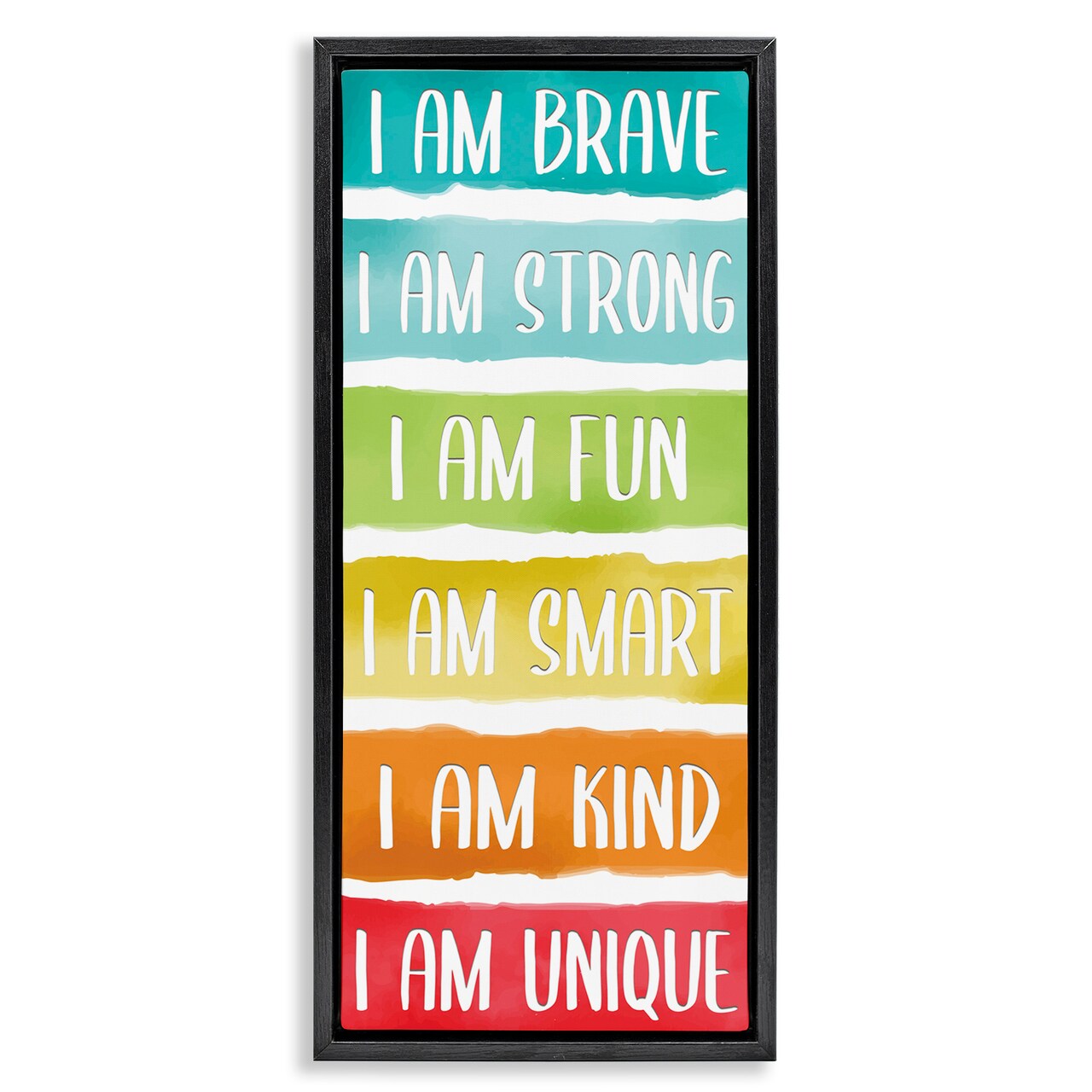 Stupell Industries Fun Inspirational Rainbow Phrases Framed Floater Canvas Wall Art